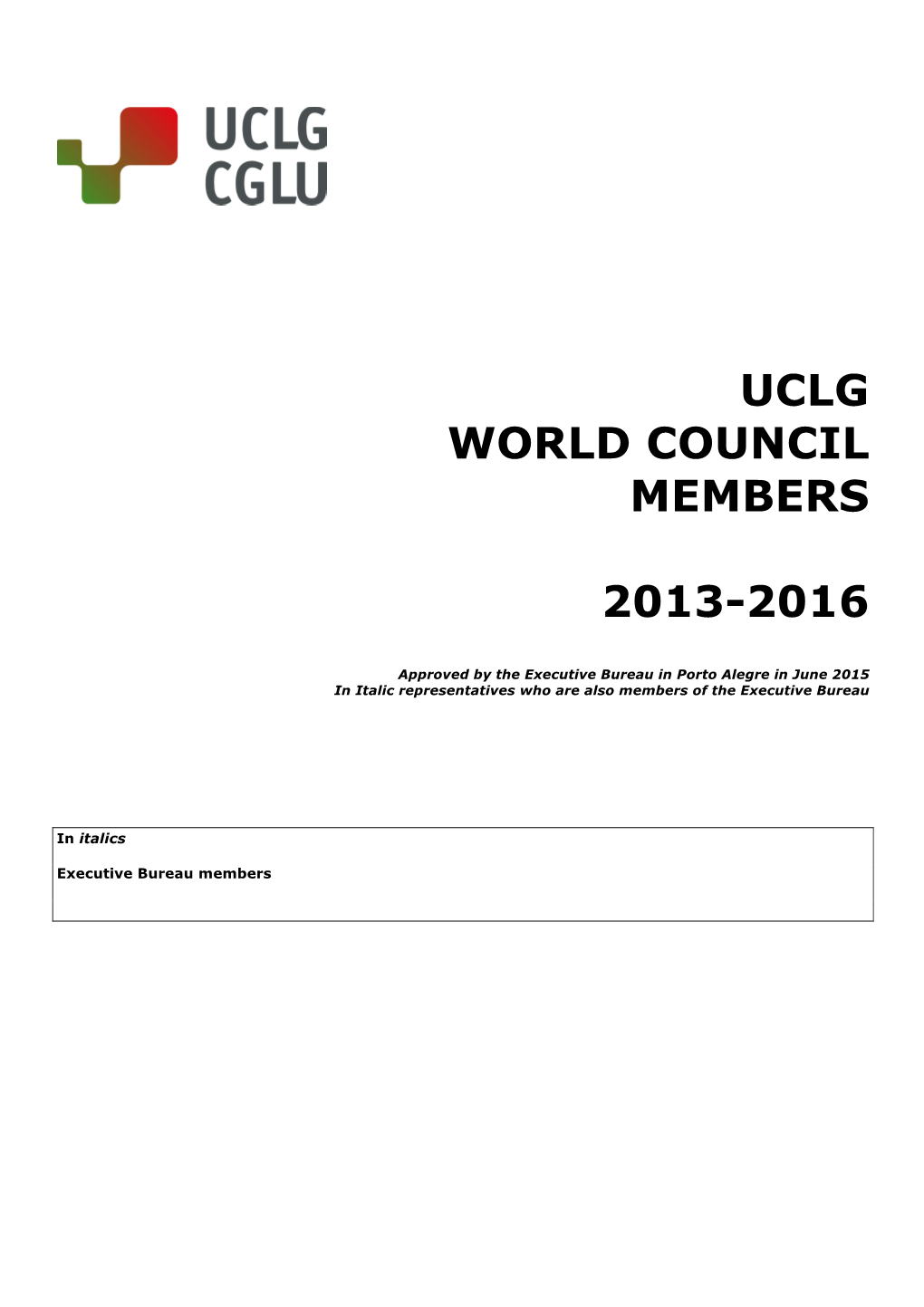 Uclg World Council Members 2013-2016