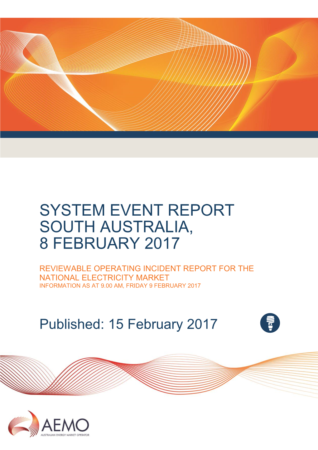 System Event Report South Australia, 8 February 2017