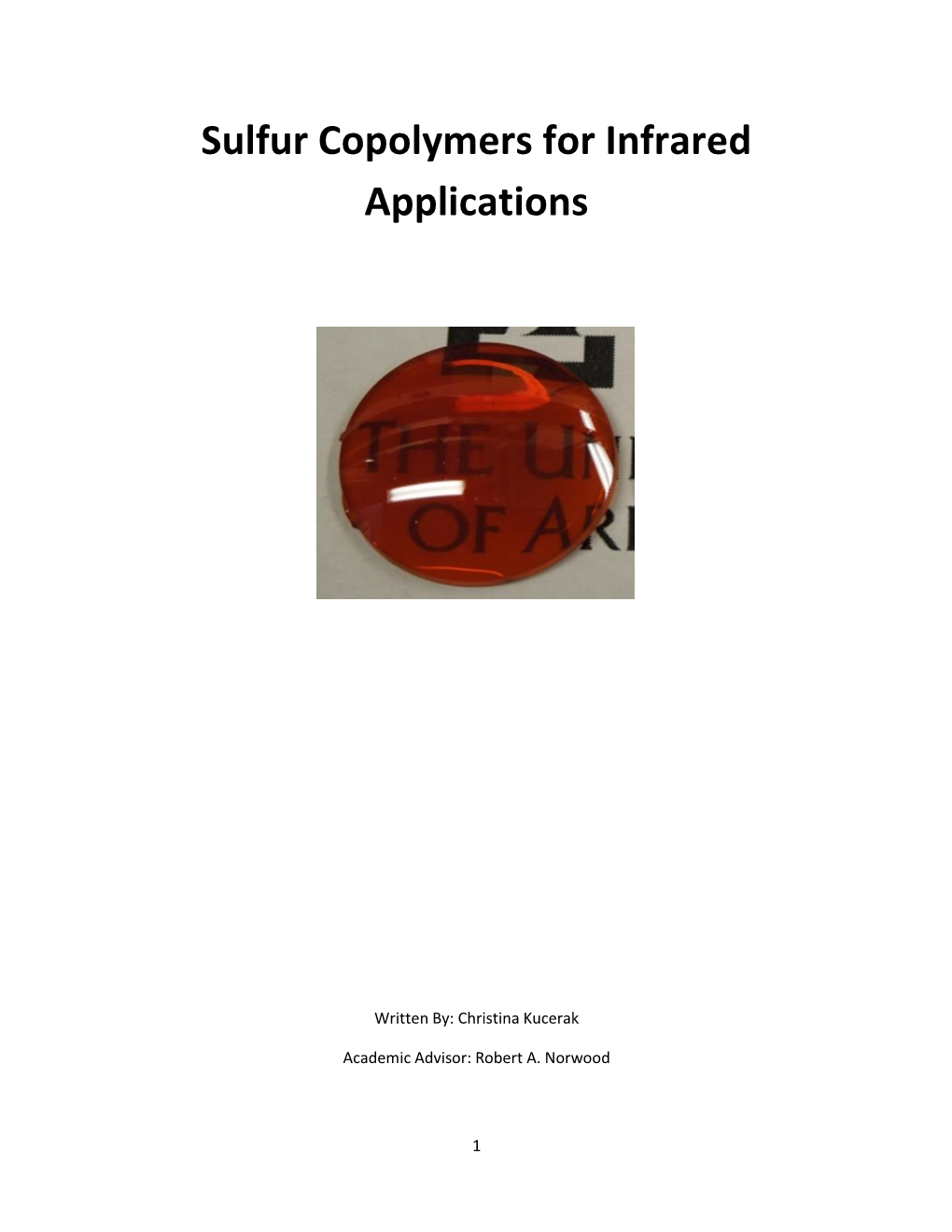 Sulfur Copolymers for Infrared Applications