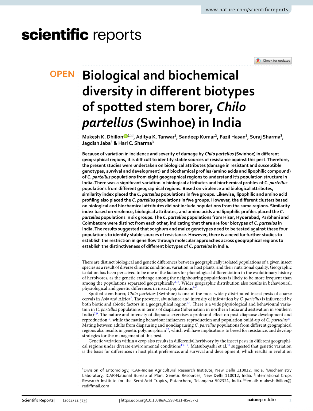 Biological and Biochemical Diversity in Different Biotypes of Spotted Stem