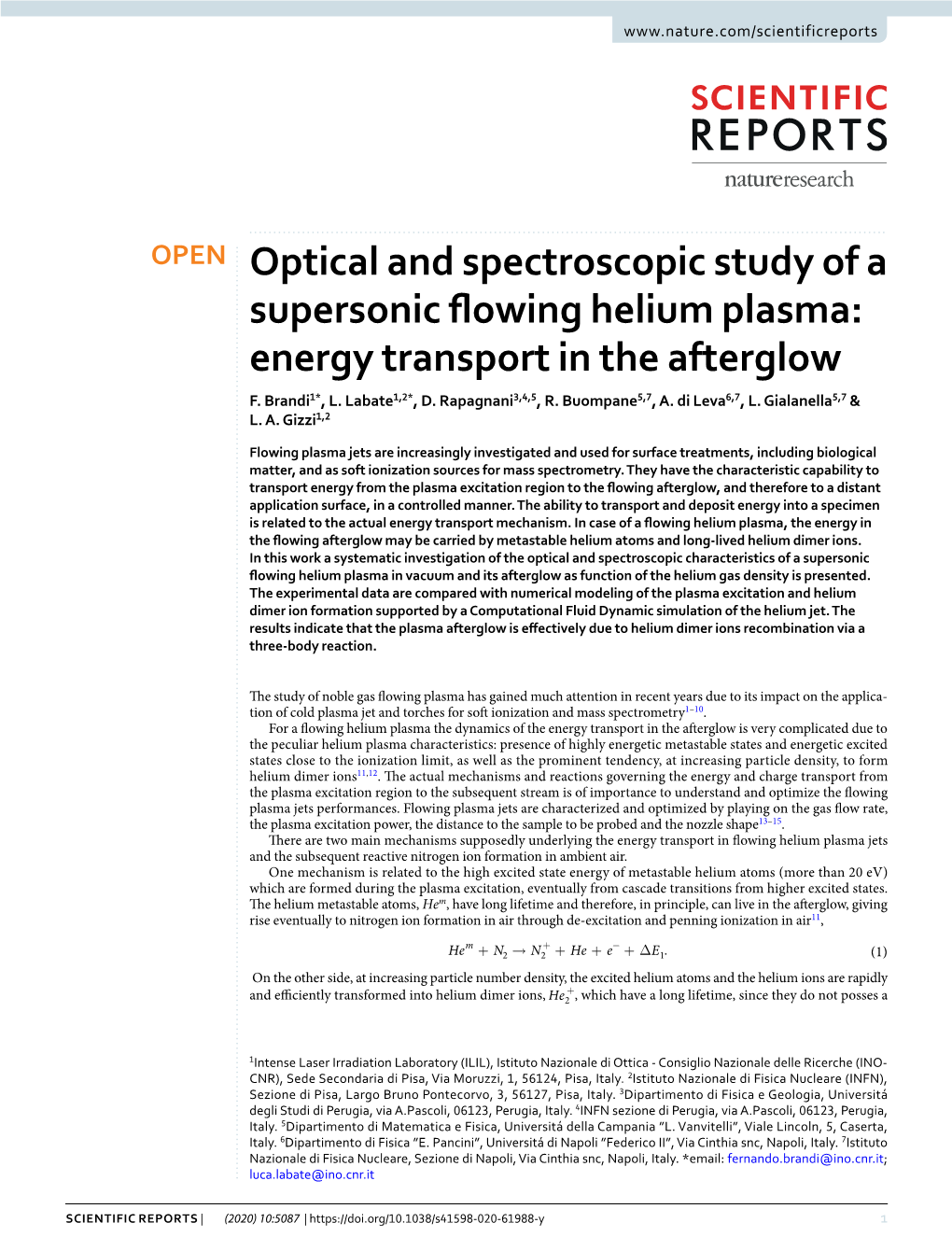 Optical and Spectroscopic Study of a Supersonic Flowing Helium Plasma