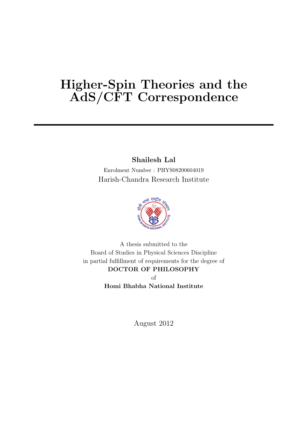 Higher-Spin Theories and the Ads/CFT Correspondence