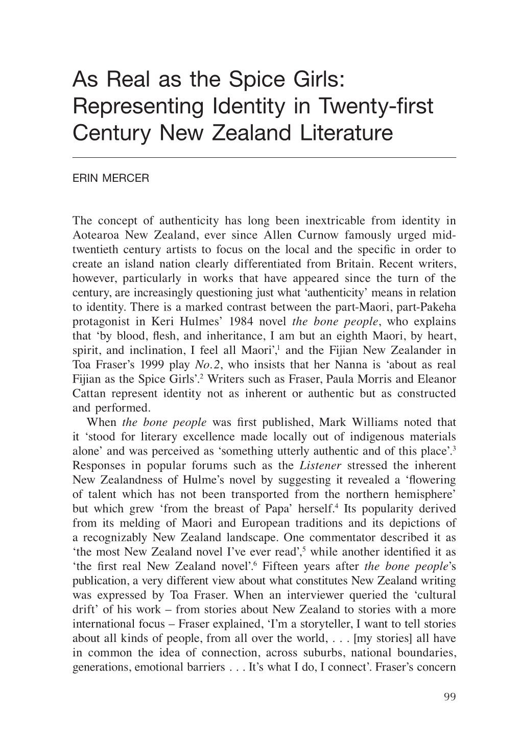 Representing Identity in Twenty-First Century New Zealand Literature