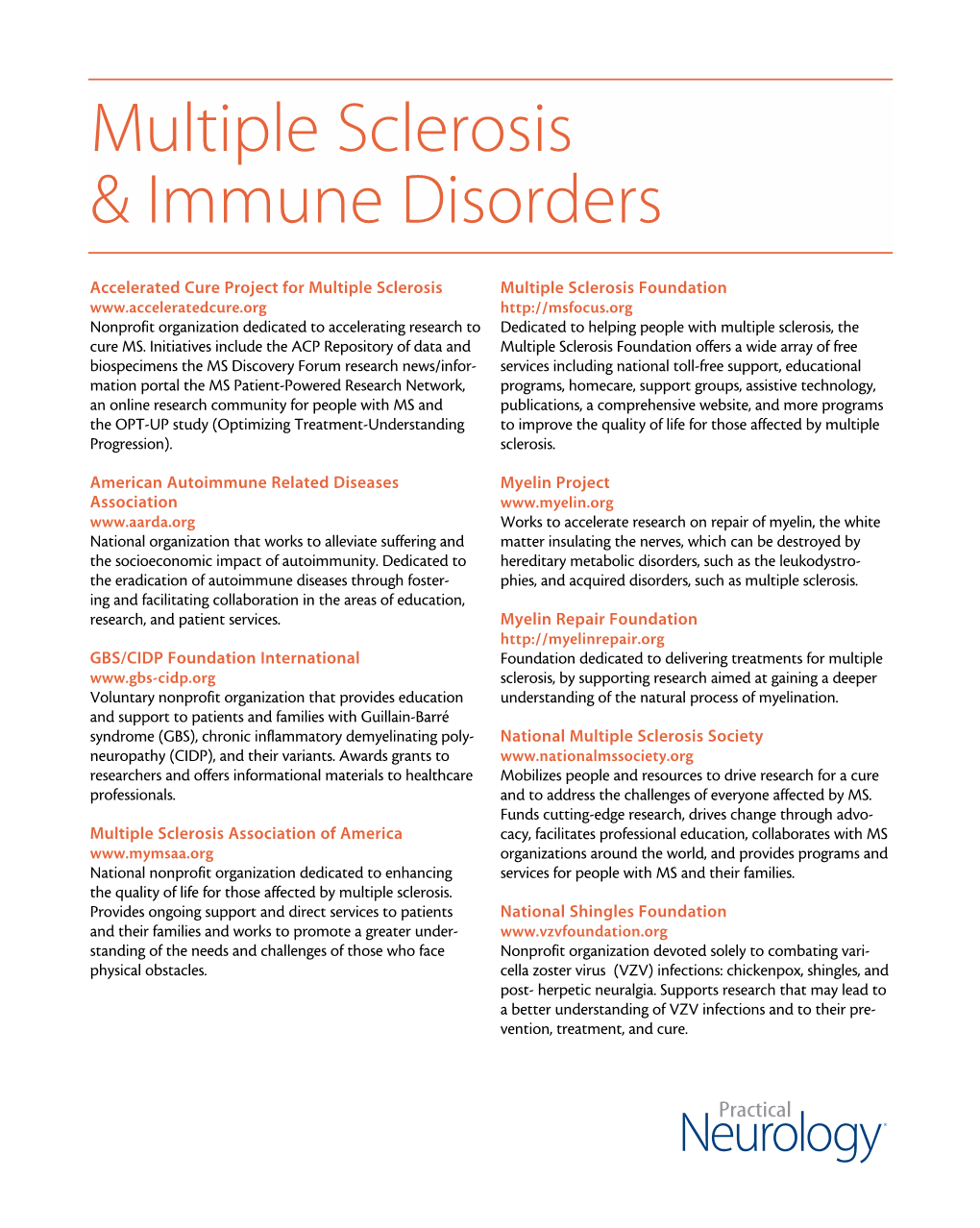 Multiple Sclerosis & Immune Disorders