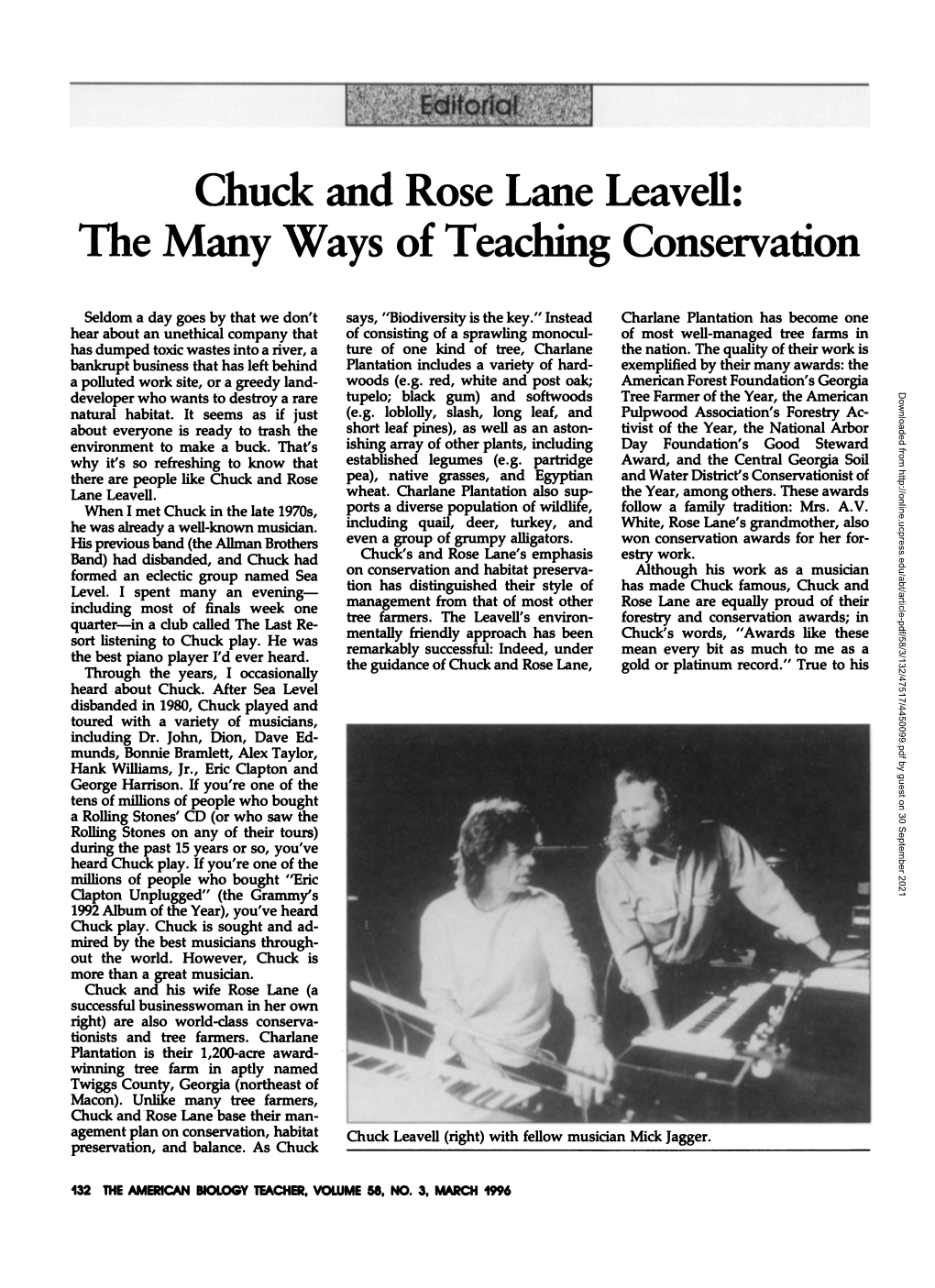Chuck and Rose Lane Leavell: the Many Ways of Teaching Conservation