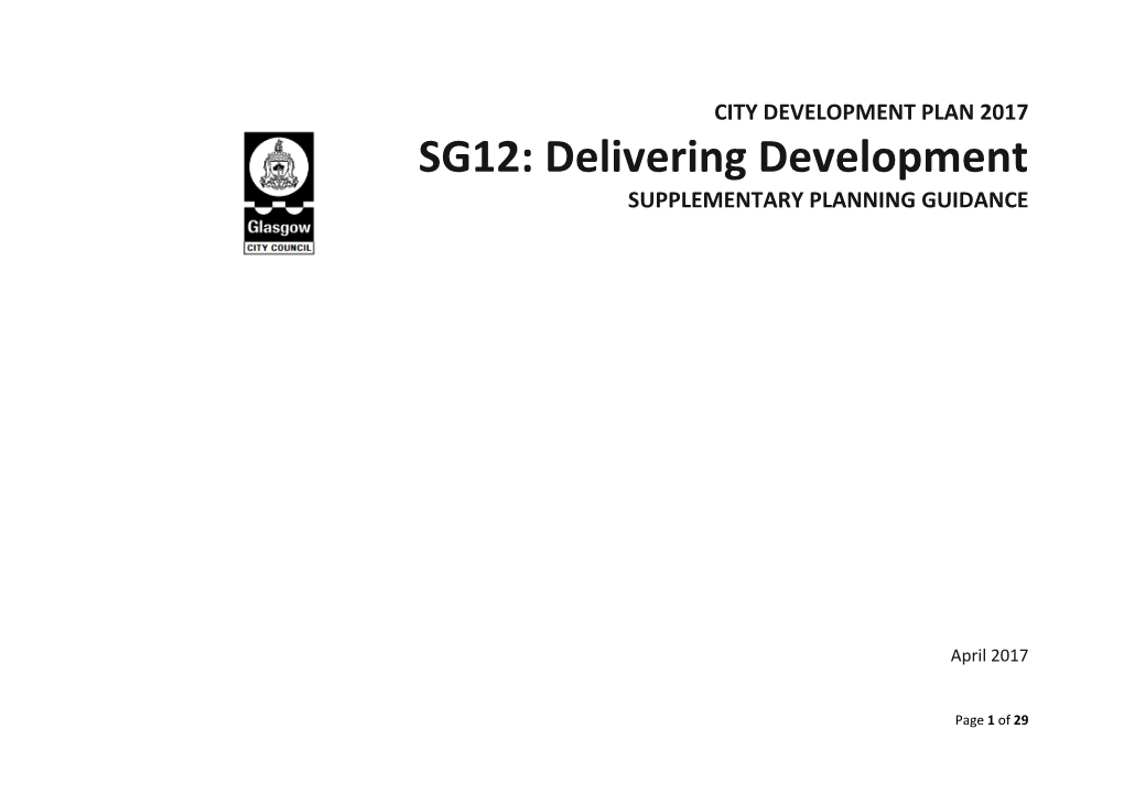 SG12: Delivering Development SUPPLEMENTARY PLANNING GUIDANCE