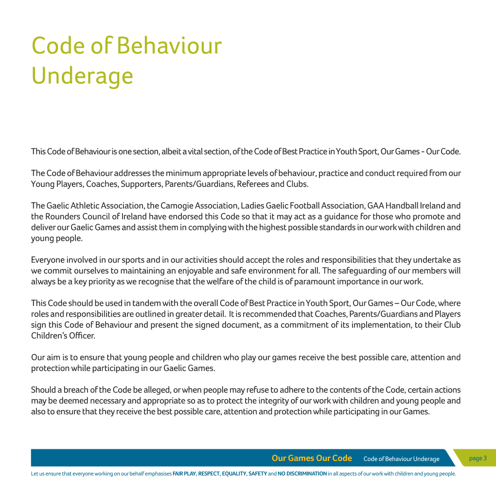 Code of Behaviour Underage