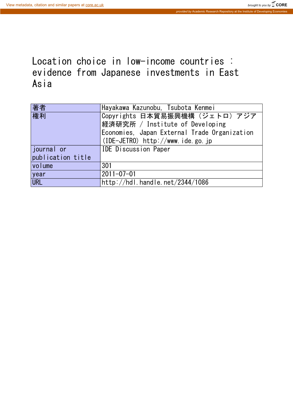 Evidence from Japanese Investments in East Asia
