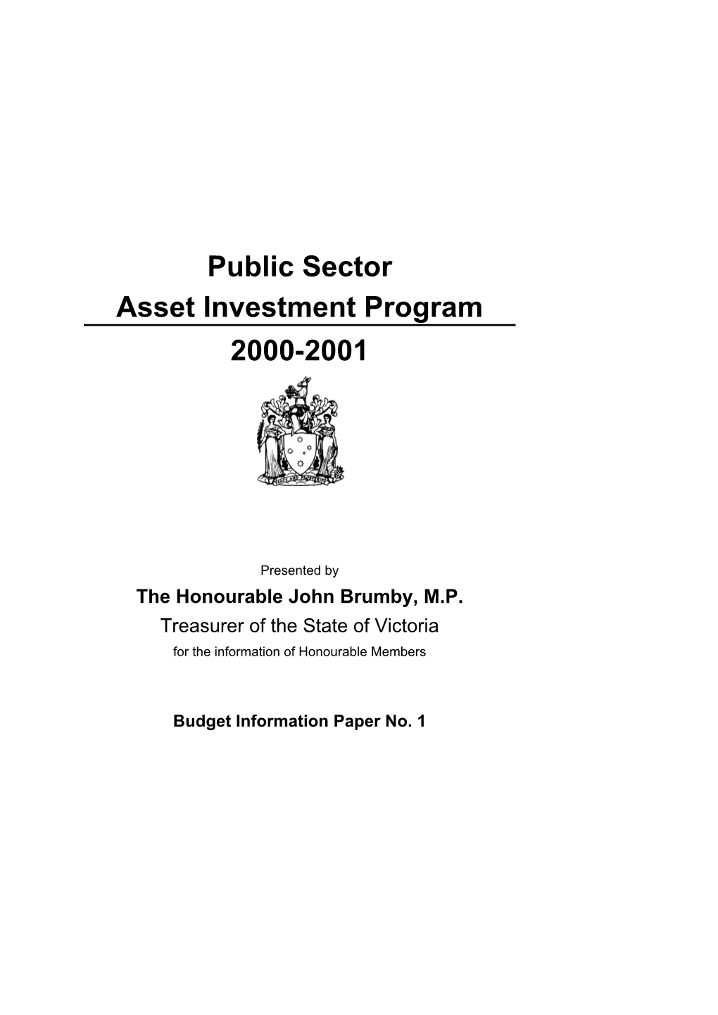 Public Sector Asset Investment Program 2000-2001