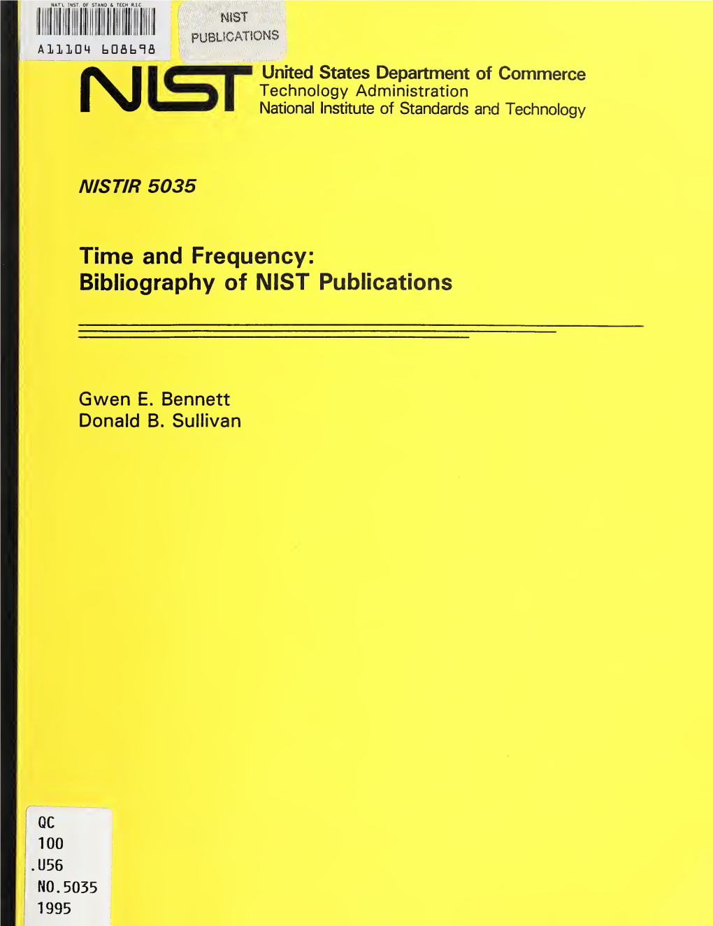 Time and Frequency: Bibliography of NIST Publications