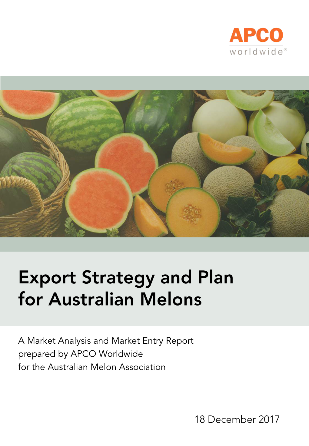 Export Strategy and Plan for Australian Melons