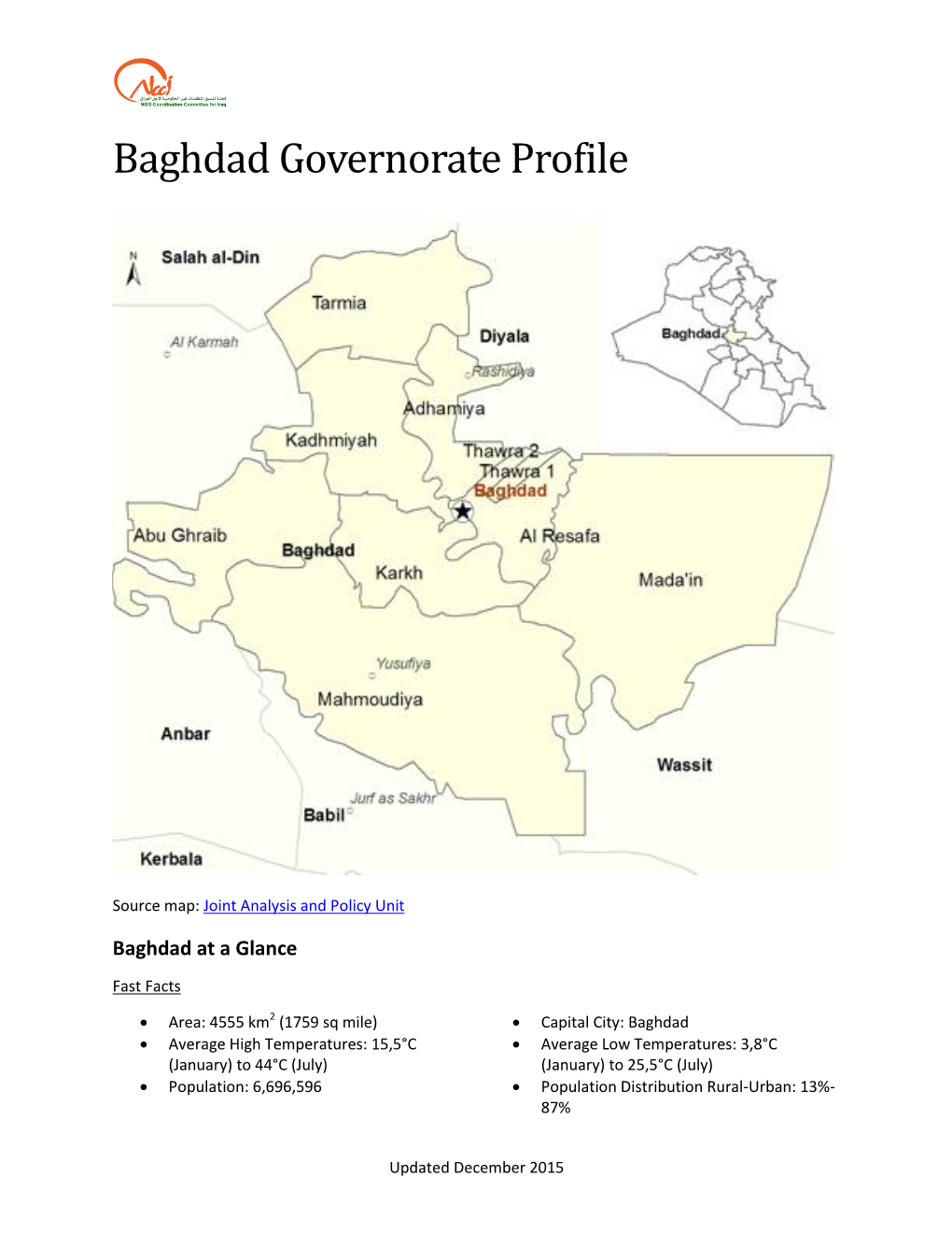 Baghdad Governorate Profile