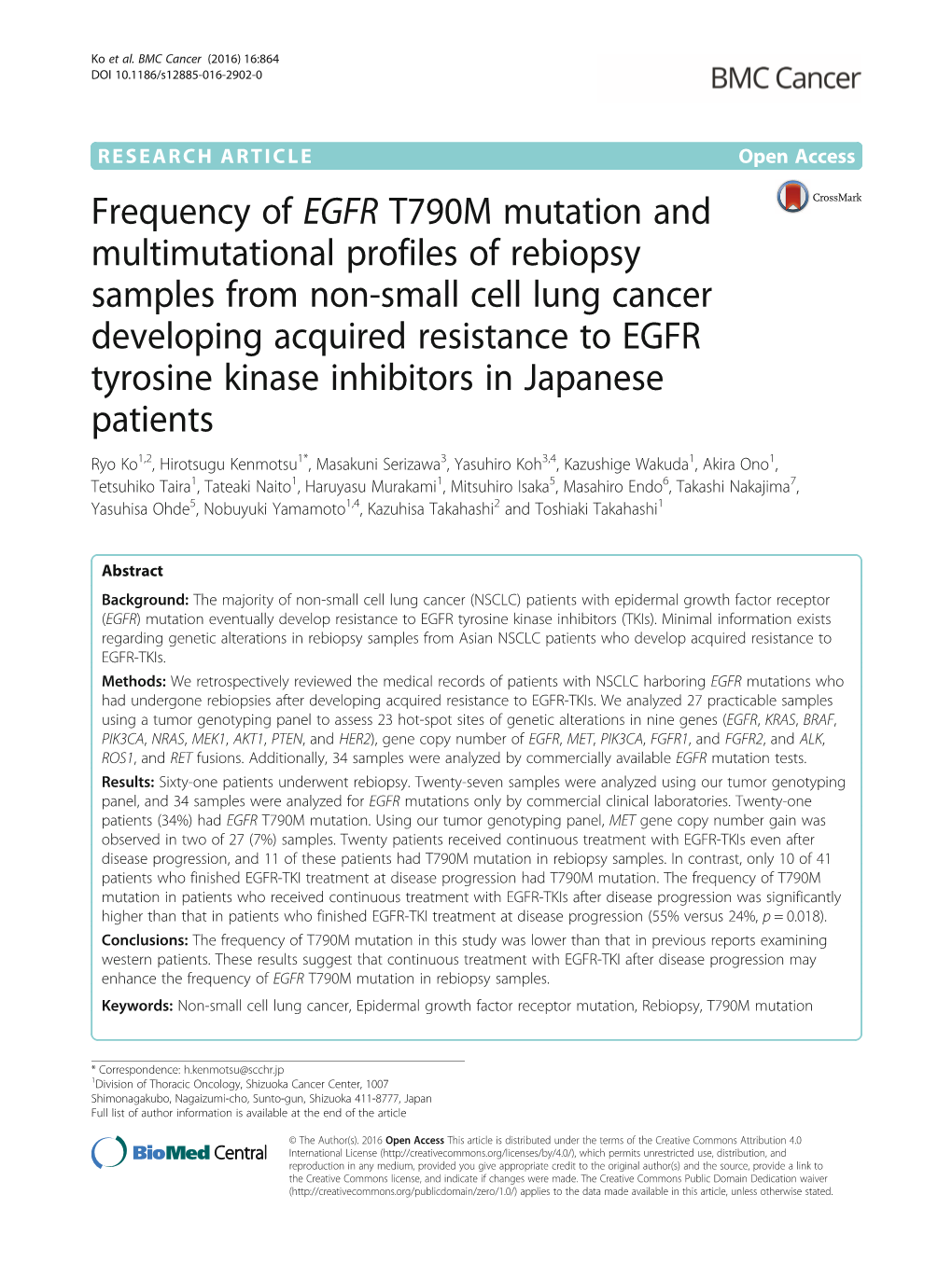 Frequency of EGFR T790M Mutation and Multimutational Profiles Of