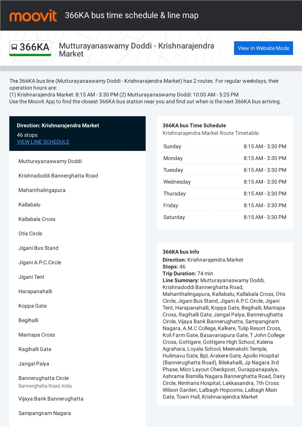 366KA Bus Time Schedule & Line Route