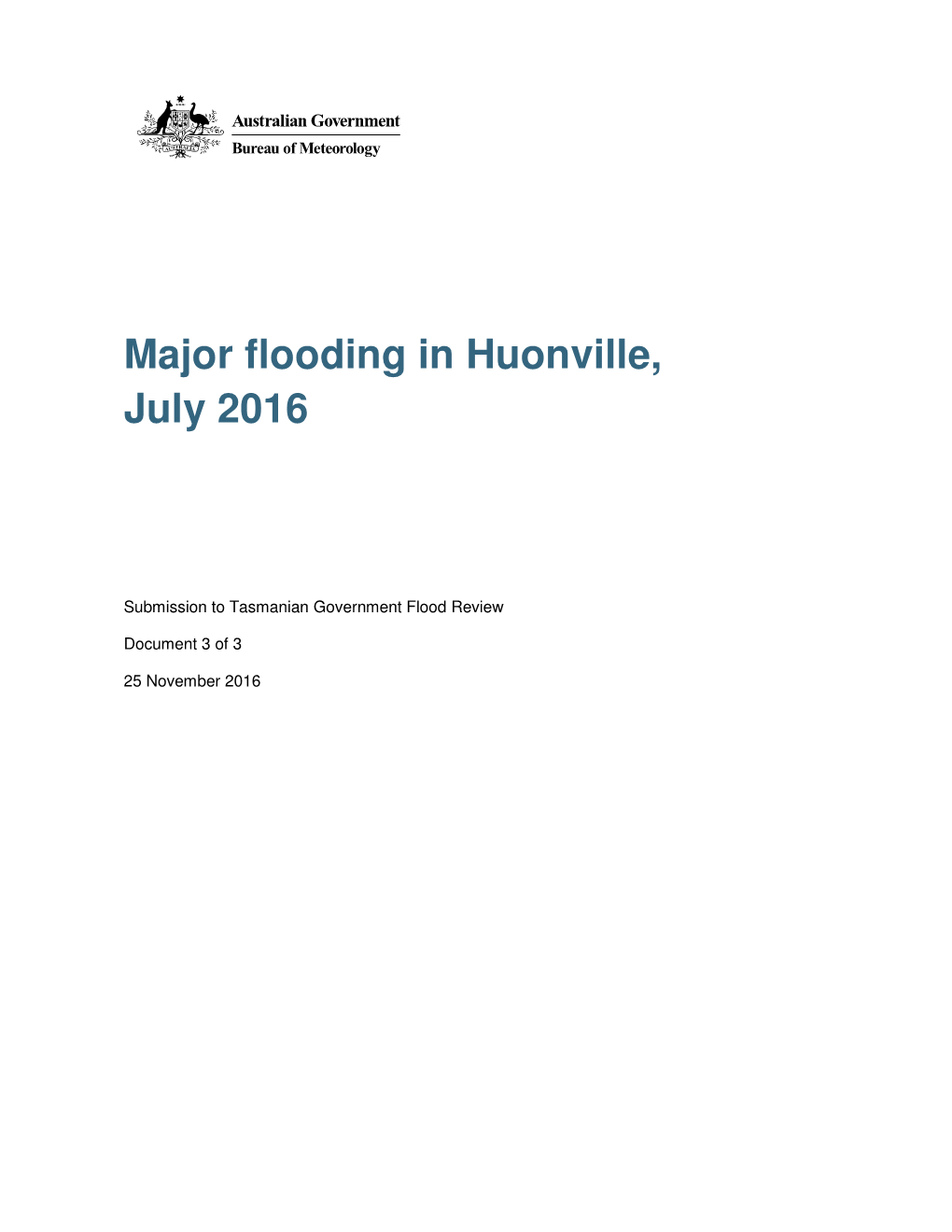 Major Flooding in Huonville, July 2016