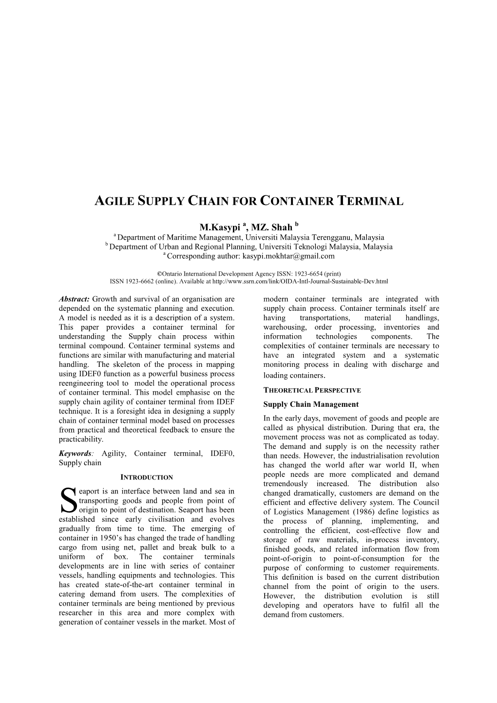 Agile Supply Chain for Container Terminal