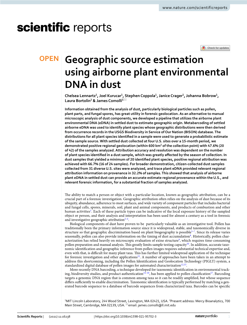 Geographic Source Estimation Using Airborne Plant Environmental DNA