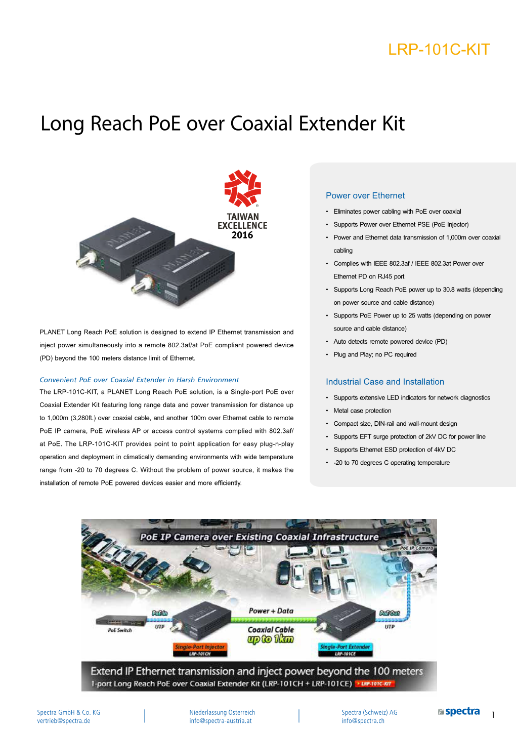 Long Reach Poe Over Coaxial Extender Kit