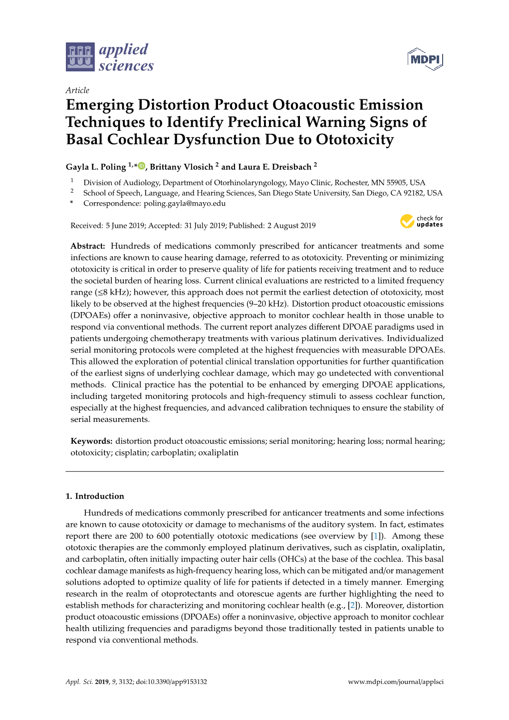 Emerging Distortion Product Otoacoustic Emission Techniques to Identify Preclinical Warning Signs of Basal Cochlear Dysfunction Due to Ototoxicity