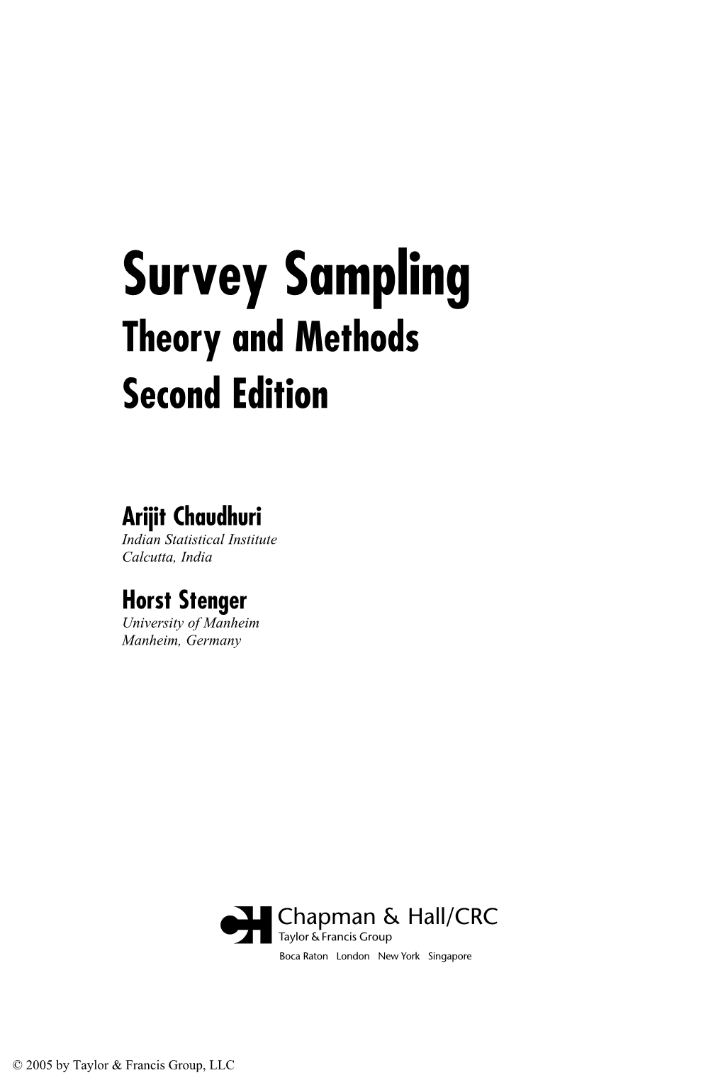 Survey Sampling Theory and Methods Second Edition