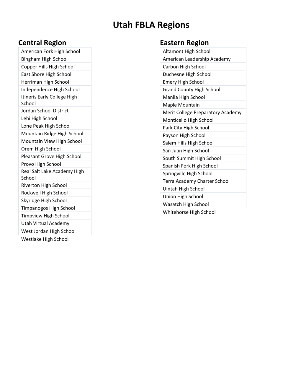 Utah FBLA Regions.Pdf