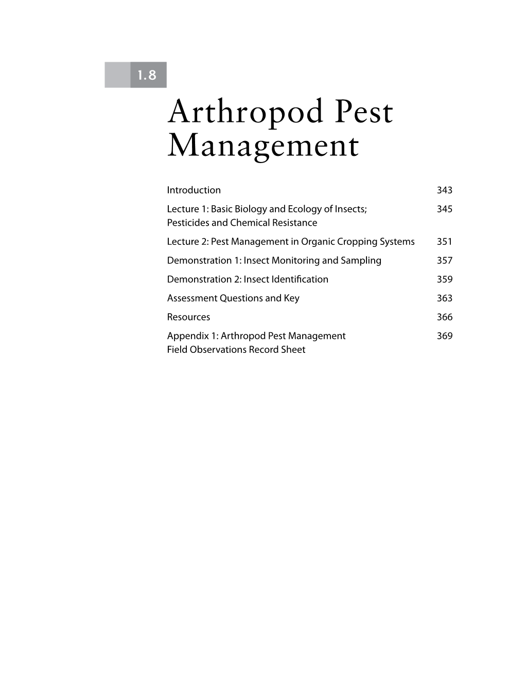 Unit 1.8, Arthropod Pest Management