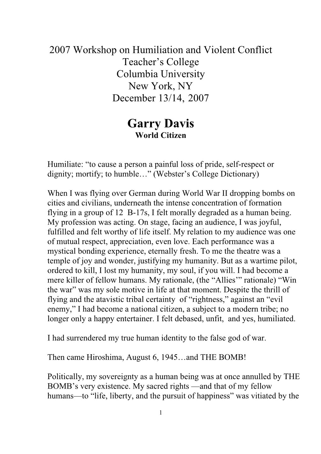 Garry Davis World Citizen