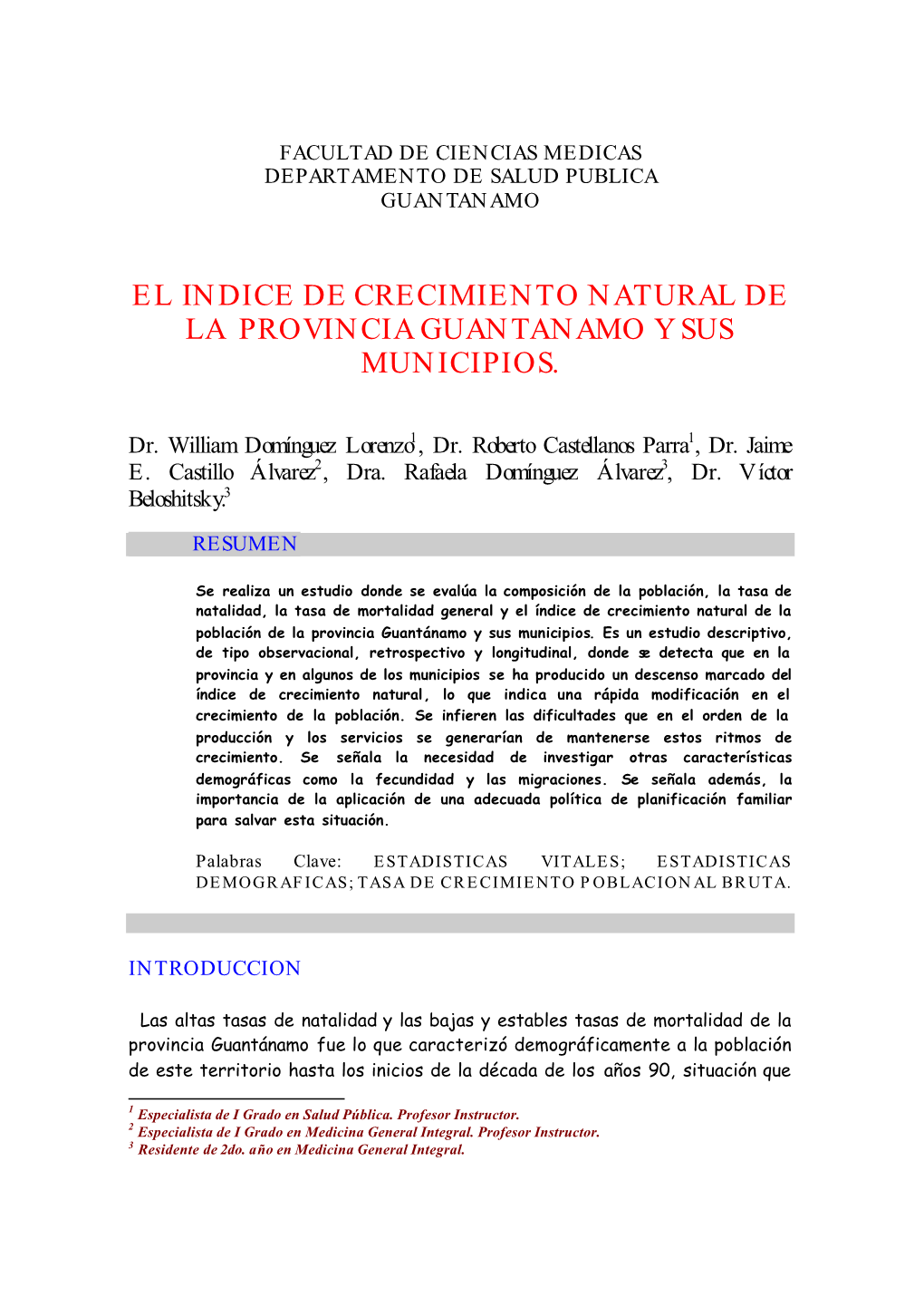 Crecimiento Natural De La Provincia De Guantánamo T Cient…