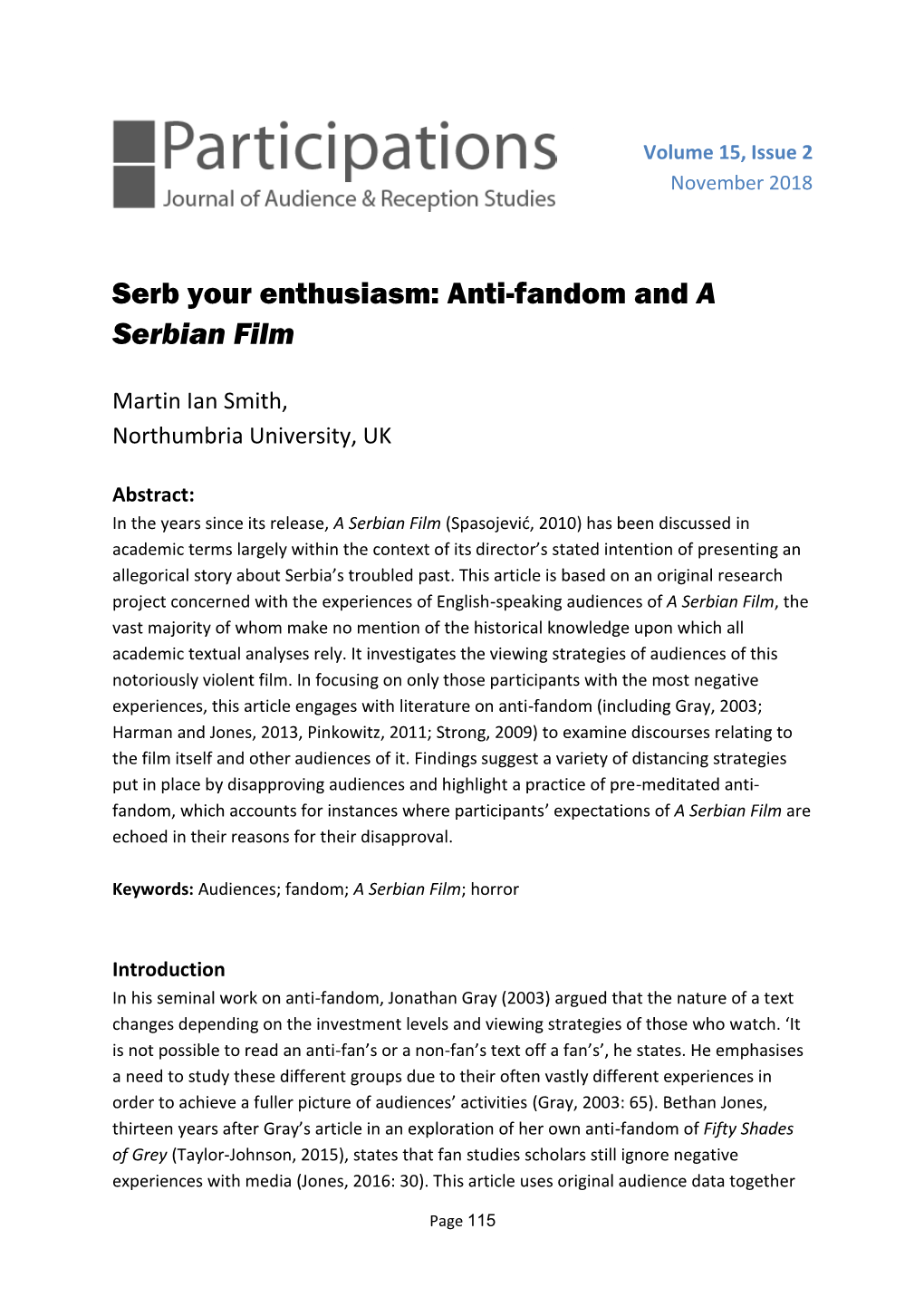 Serb Your Enthusiasm: Anti-Fandom and a Serbian Film