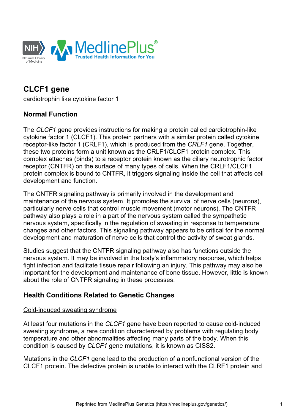 CLCF1 Gene Cardiotrophin Like Cytokine Factor 1