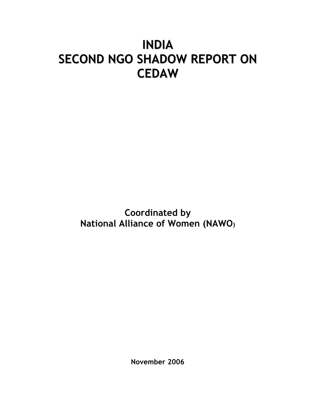 India Second Ngo Shadow Report on Cedaw