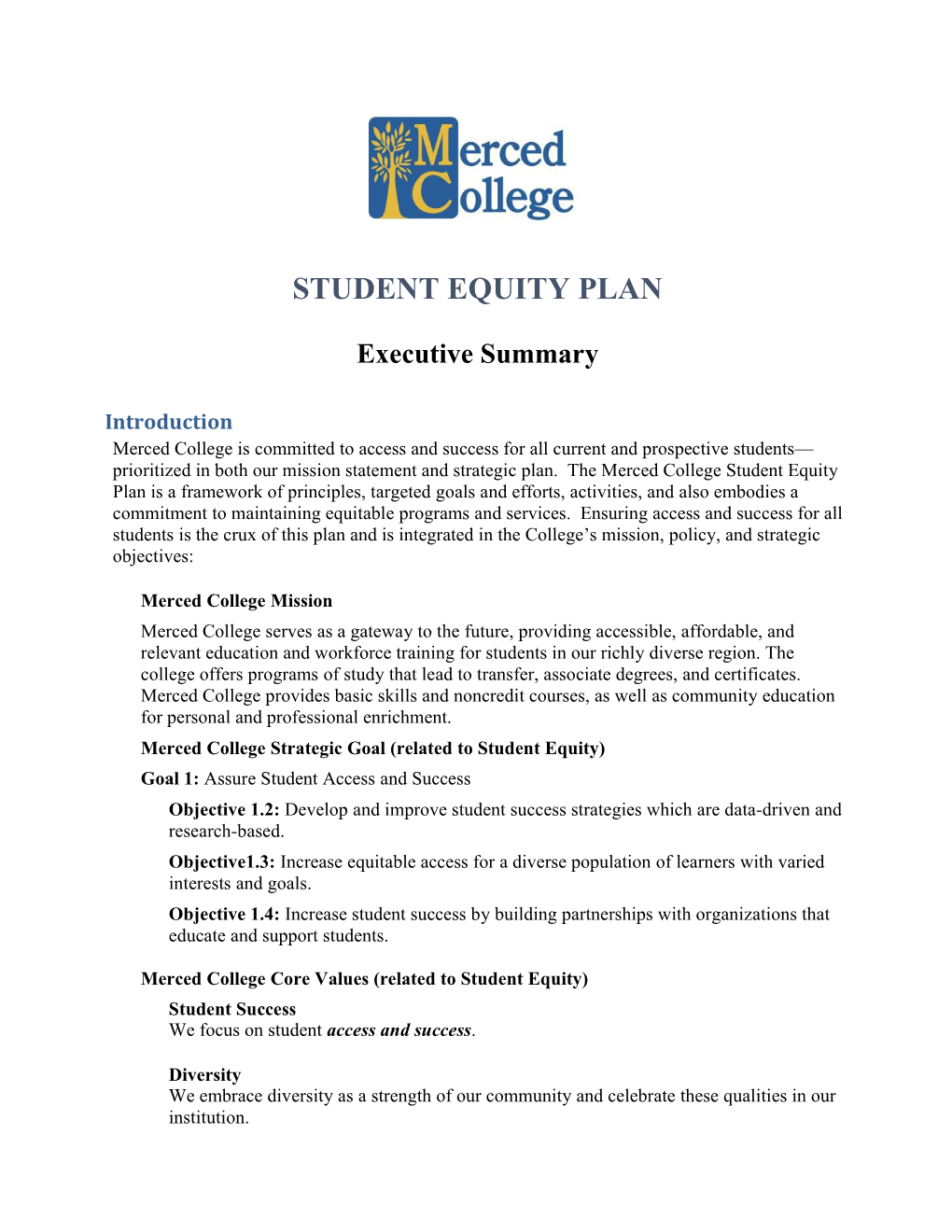 Student Equity Plan
