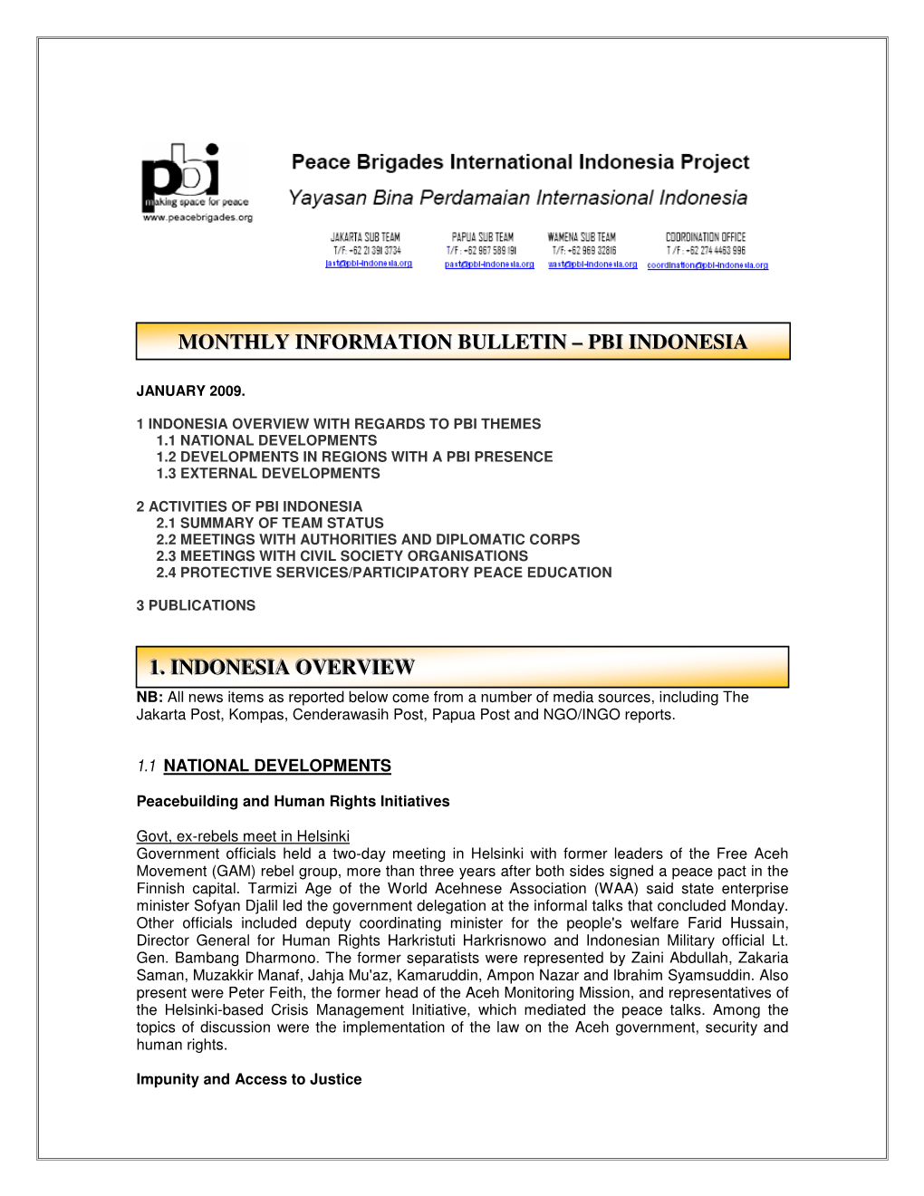 Monthly Information Bulletin – Pbi Indonesia 11