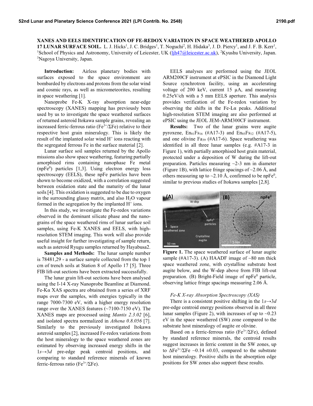 Xanes and Eels Identification of Fe-Redox Variation in Space Weathered Apollo 17 Lunar Surface Soil