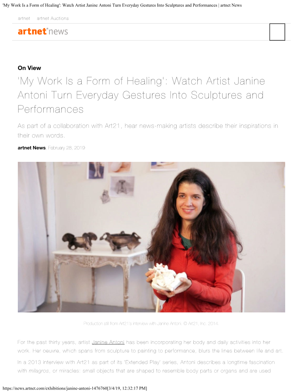 Watch Artist Janine Antoni Turn Everyday Gestures Into Sculptures and Performances | Artnet News