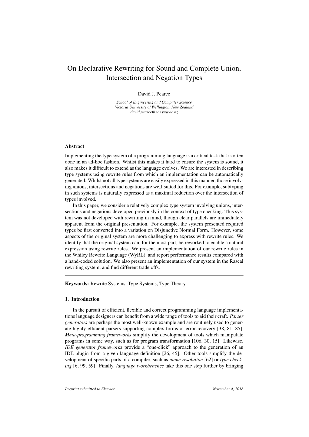 On Declarative Rewriting for Sound and Complete Union, Intersection and Negation Types