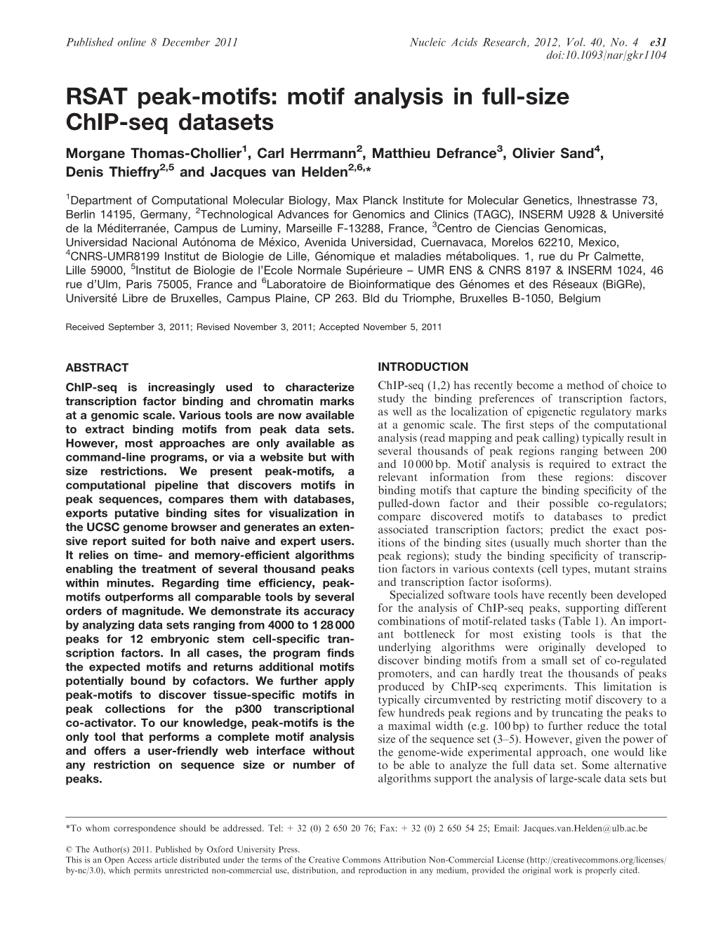 RSAT Peak-Motifs: Motif Analysis in Full-Size Chip-Seq Datasets