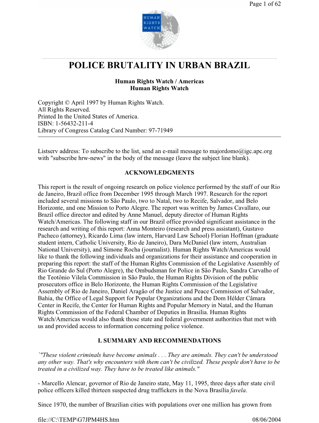 Police Brutality in Urban Brazil