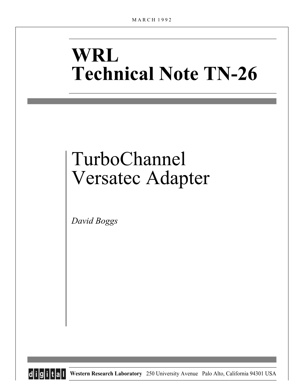 Turbochannel Versatec Adapter