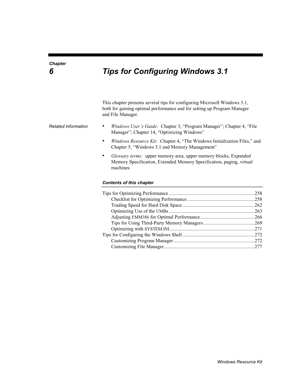 Chapter 6 Tips for Configuring Windows 3.1