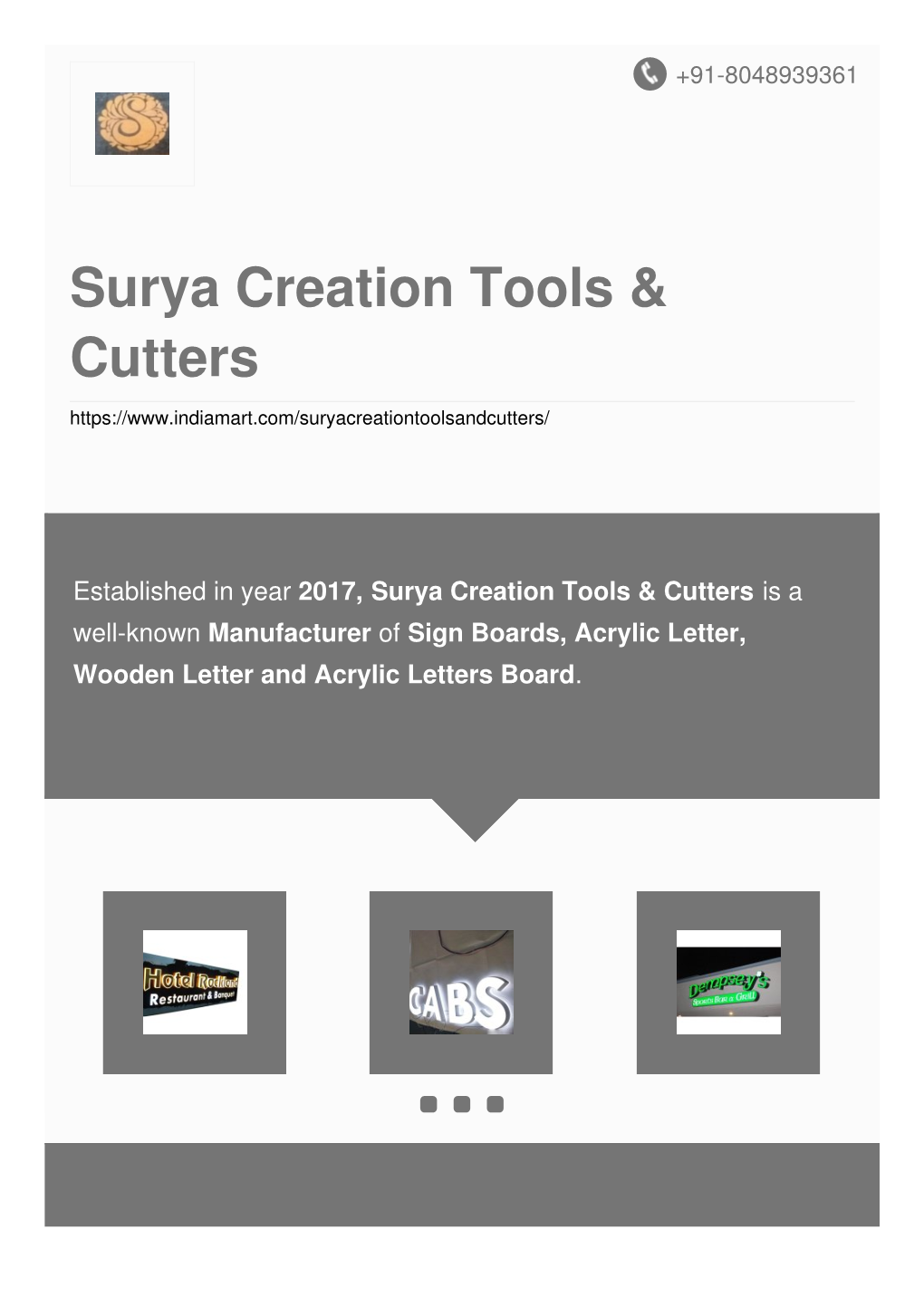 Surya Creation Tools & Cutters