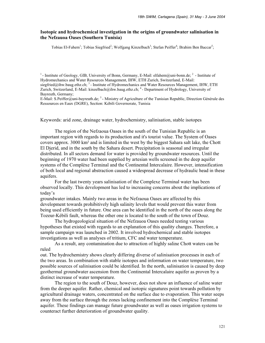 Isotopic and Hydrochemical Investigation in the Origins of Groundwater Salinisation in the Nefzauoa Oases (Southern Tunisia)