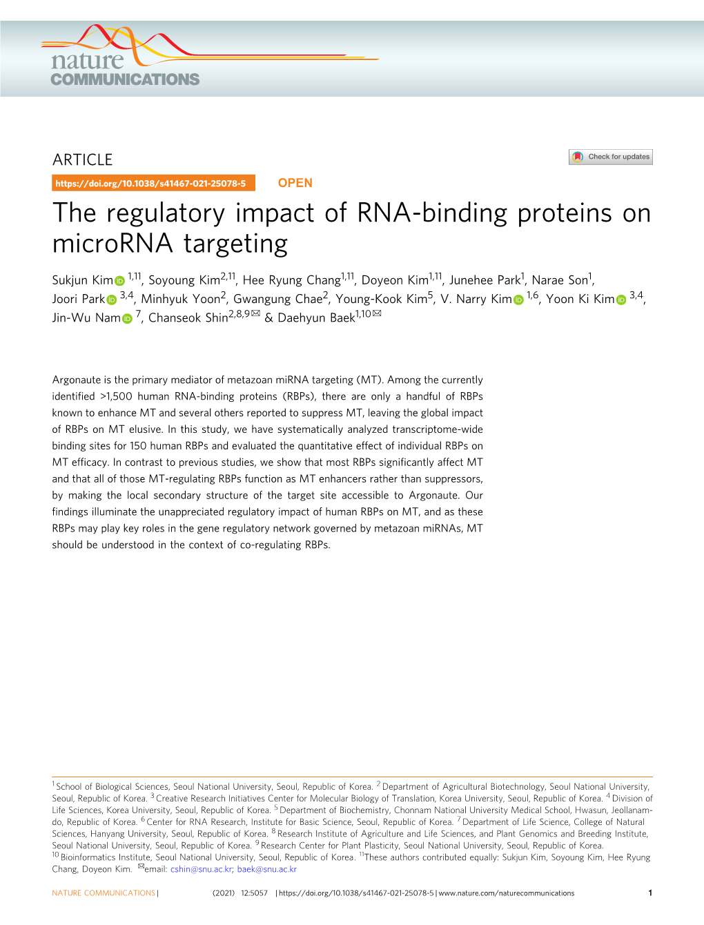 The Regulatory Impact of RNA-Binding Proteins on Microrna Targeting