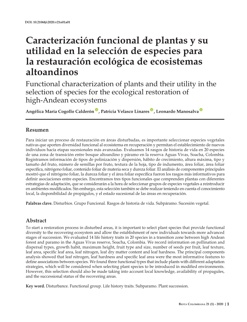 Caracterización Funcional De Plantas Y Su Utilidad En La Selección De Especies Para La Restauración Ecológica De Ecosistemas