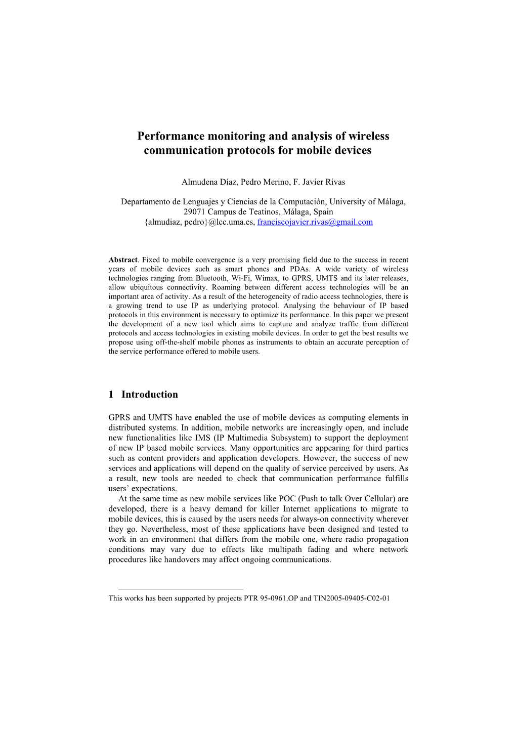 Performance Monitoring and Analysis of Wireless Communication Protocols for Mobile Devices