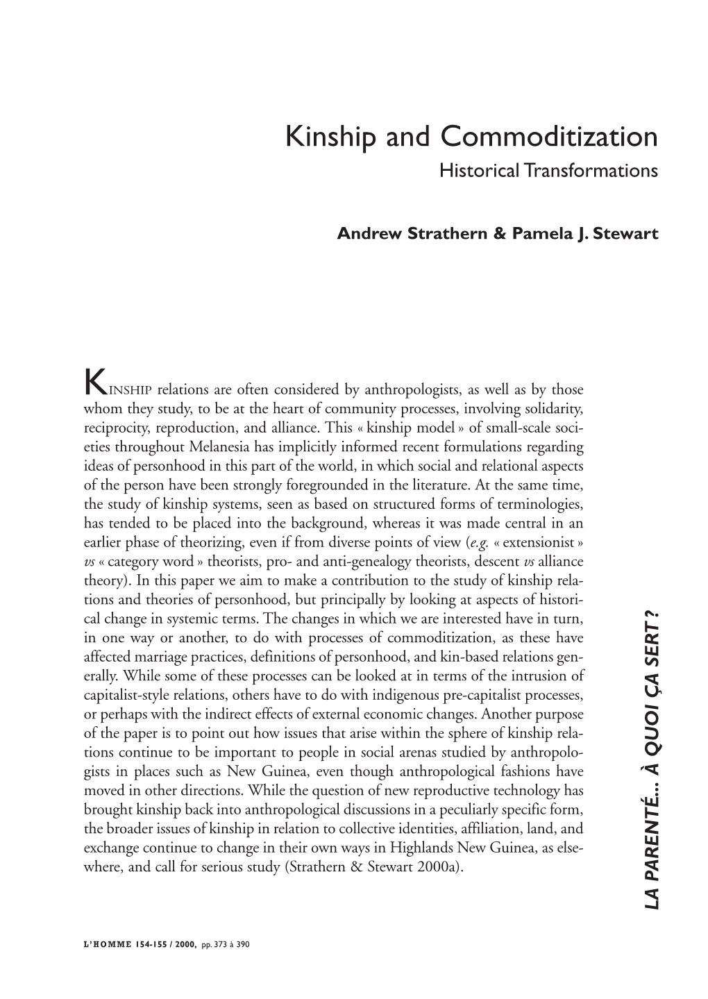 Kinship and Commoditization Historical Transformations