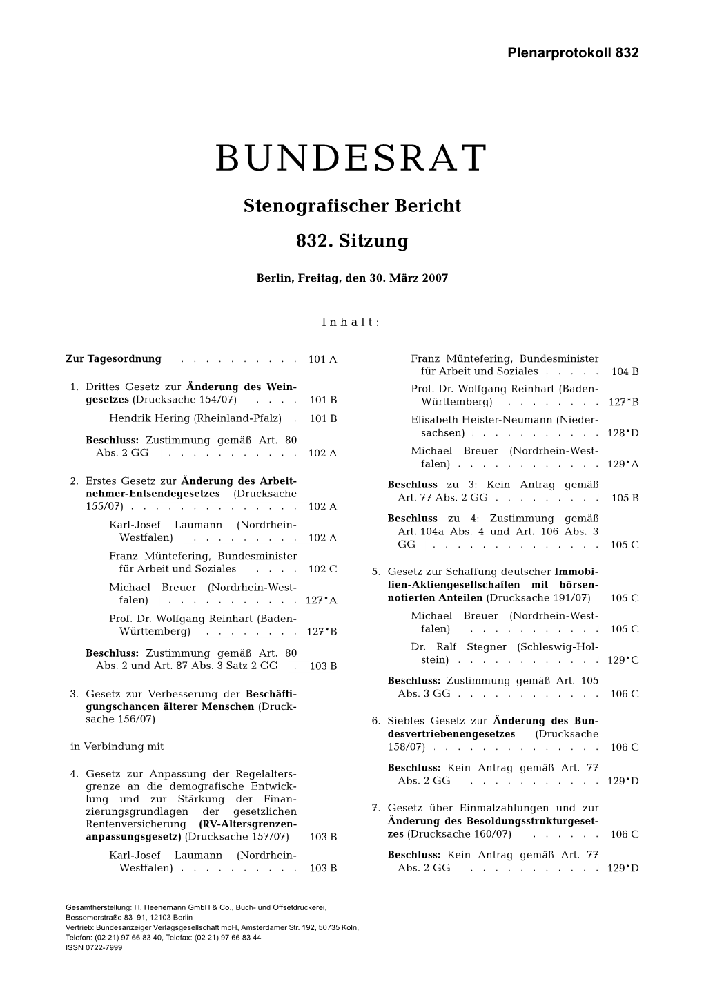 BUNDESRAT Stenografischer Bericht 832