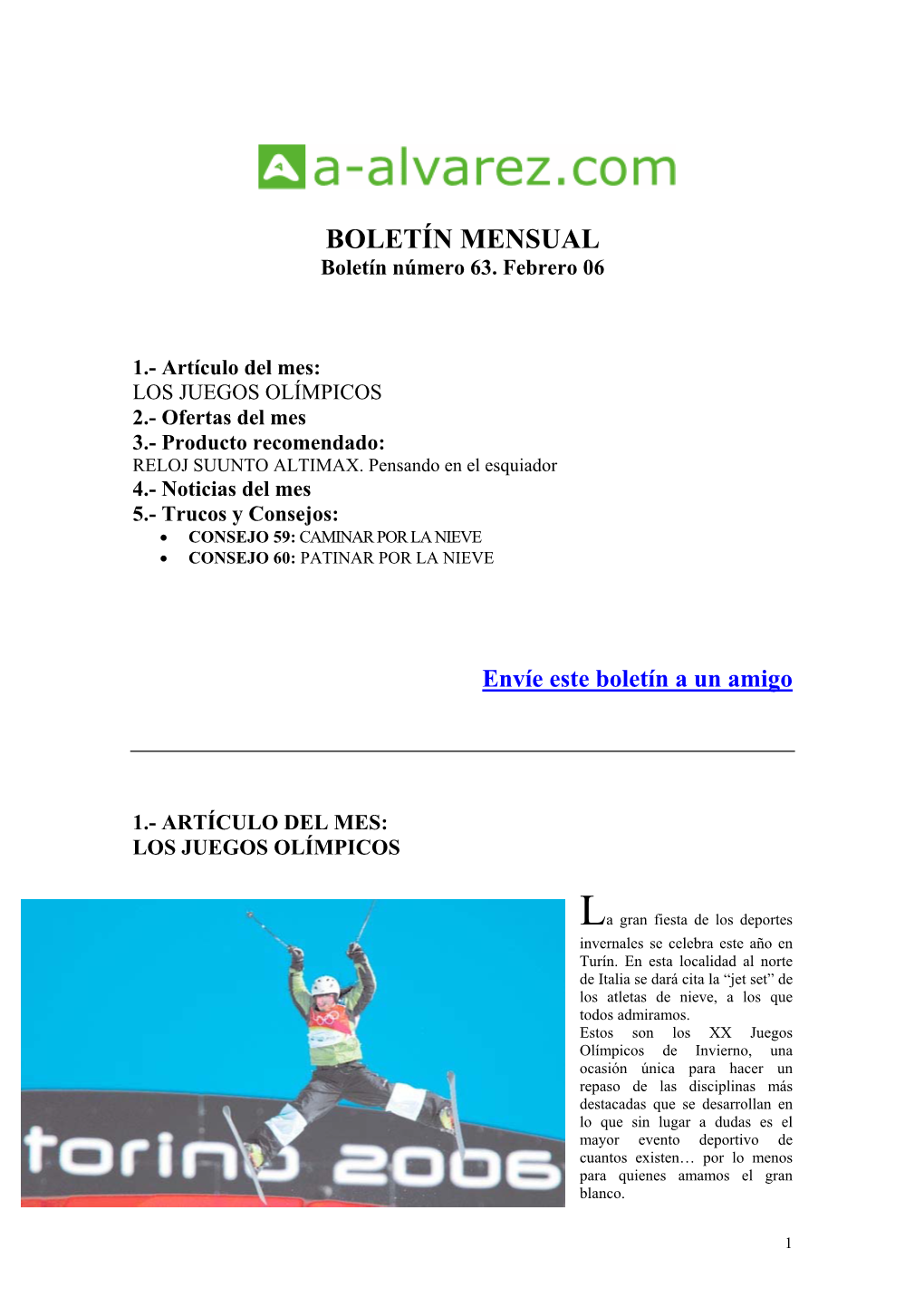 BOLETÍN MENSUAL Boletín Número 63