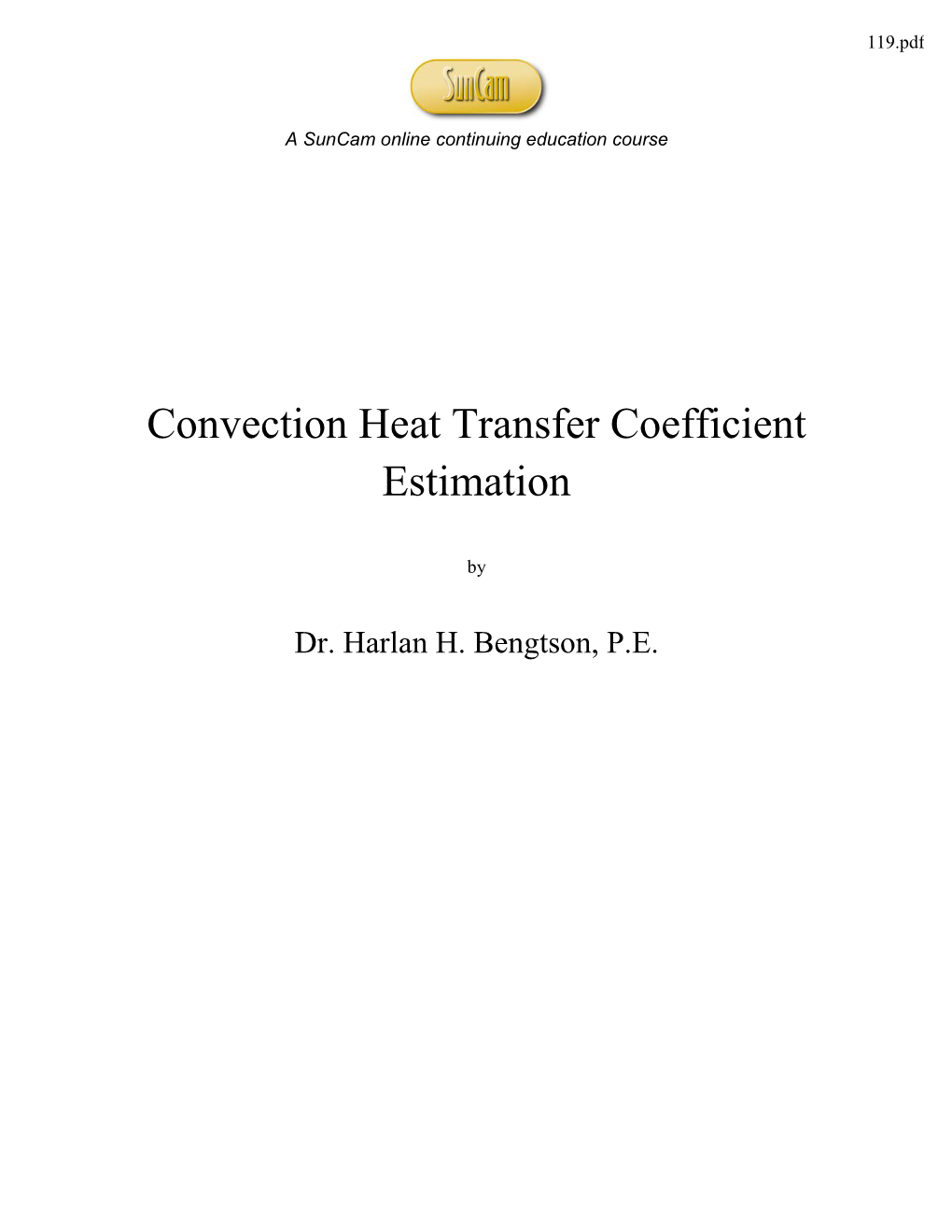 Convection Heat Transfer Coefficient Estimating a Suncam Online Continuing Education Course