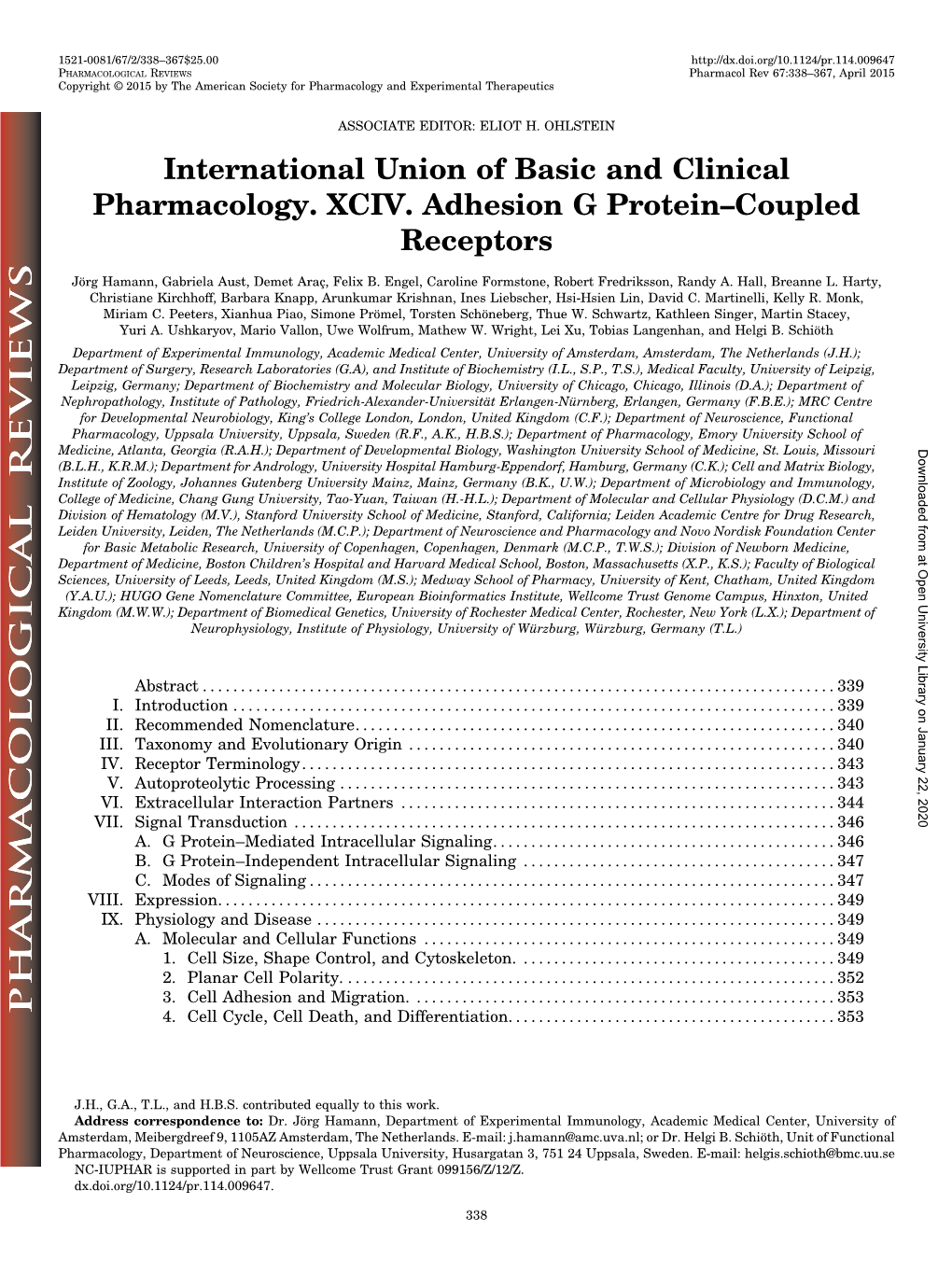 International Union of Basic and Clinical Pharmacology. XCIV